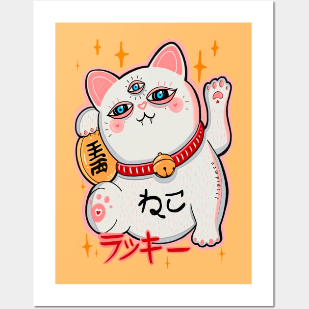 Lucky cat manekineko COLORS Wall Art by dett